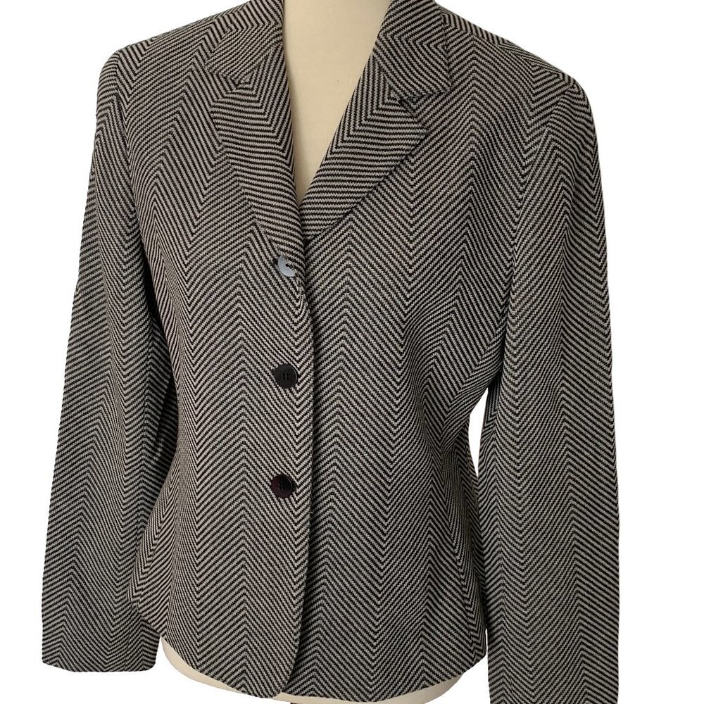 Lafayette 148 New York Three Button Chevron Blazer